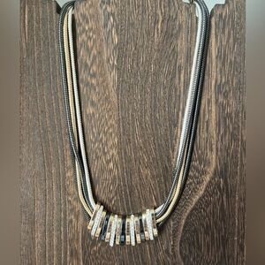 Nine West Rhinestone & Tri-Color Necklace 18” D3